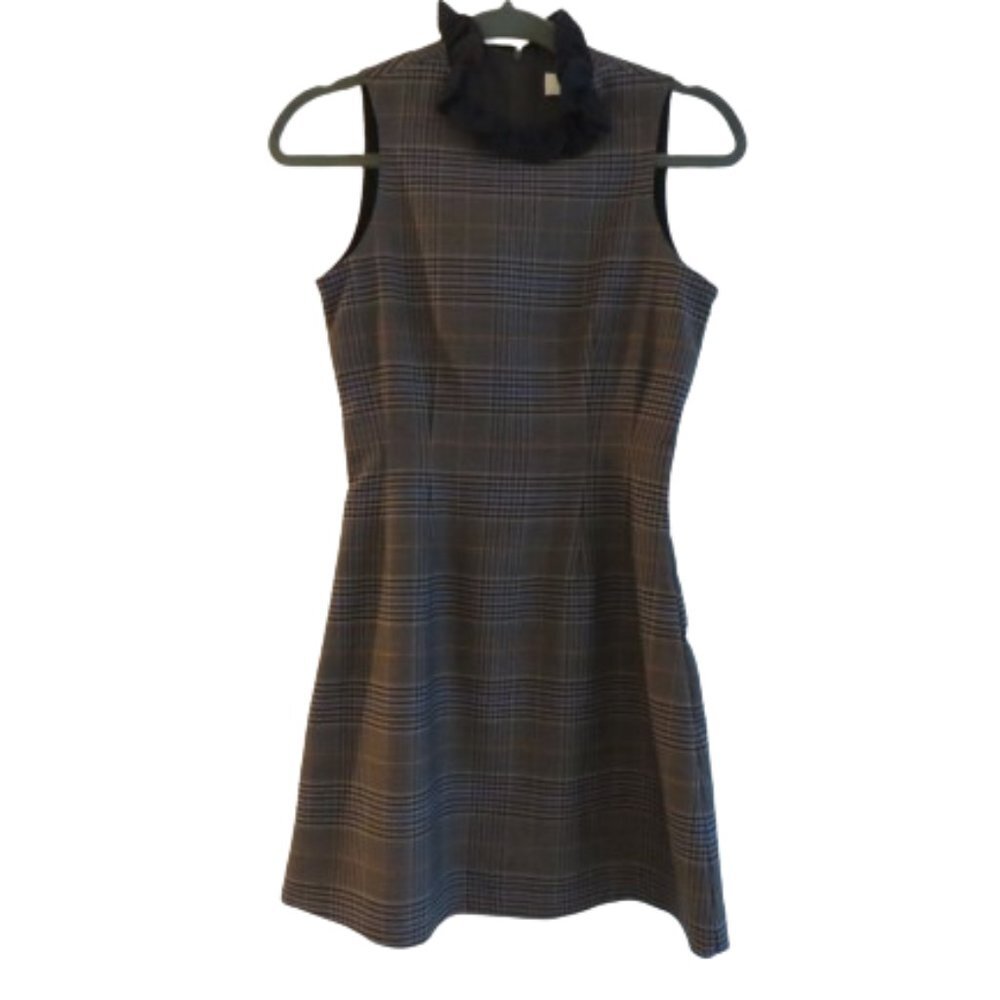 SEA NEW YORK Wool Blend Plaid Dark Shift Dress Size US 0 Officecore Academia